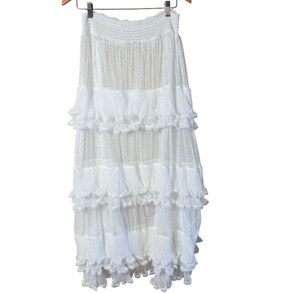 Free People Forever Young Half Slip SZ M Sheer Tiered Ruffles Romantic - Picture 4 of 12